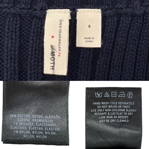 NEW Moth by Anthropologie Tank Top Size Small Navy Blue Sweater Cable Knit Shirt - Picture 7 of 9